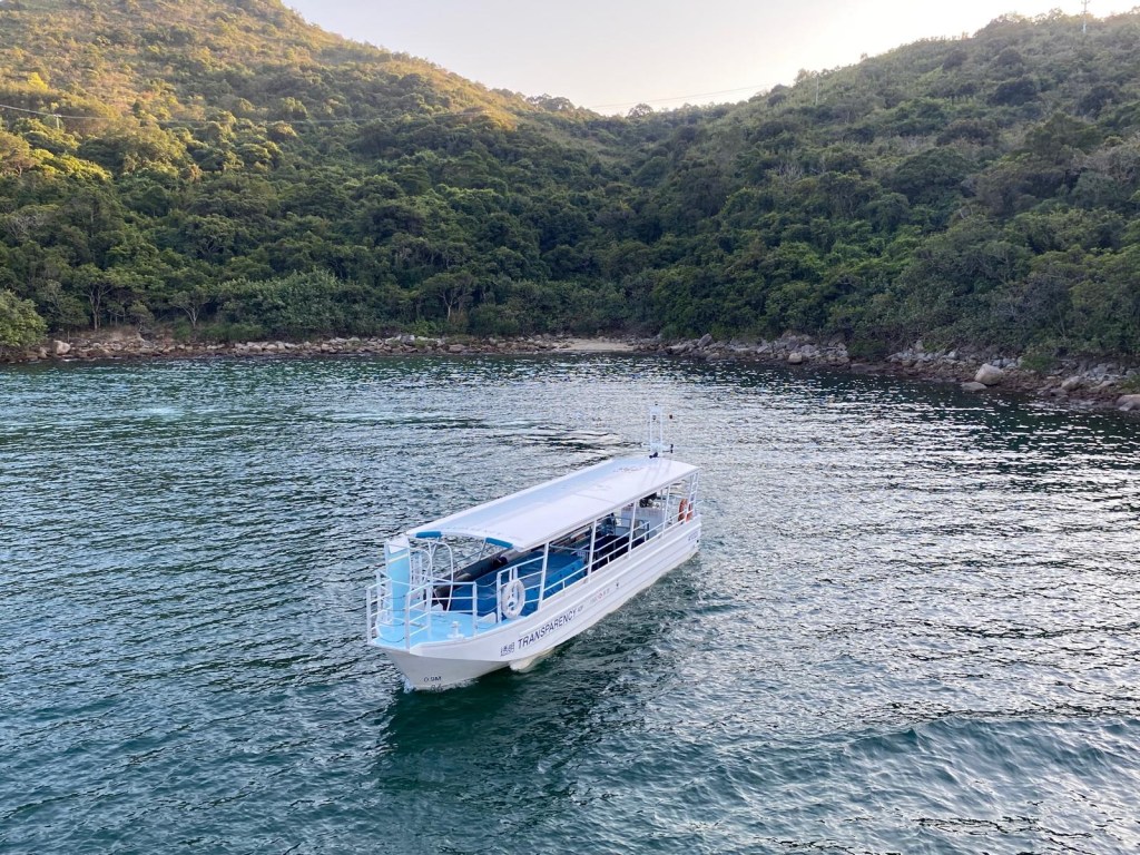 The glass bottom boat seen from outside.